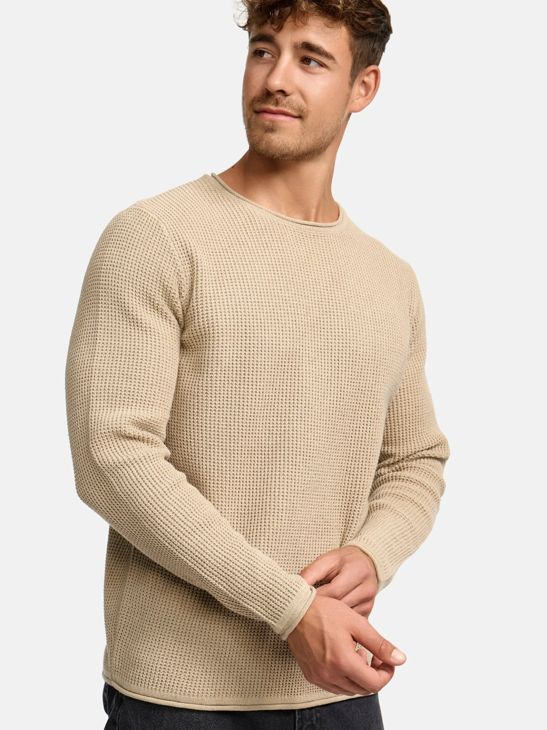 Indicode Herren Strickpullover - INPetri in beige