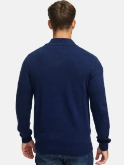 Indicode Herren Strickpullover - INMargous Half-Zip in blau