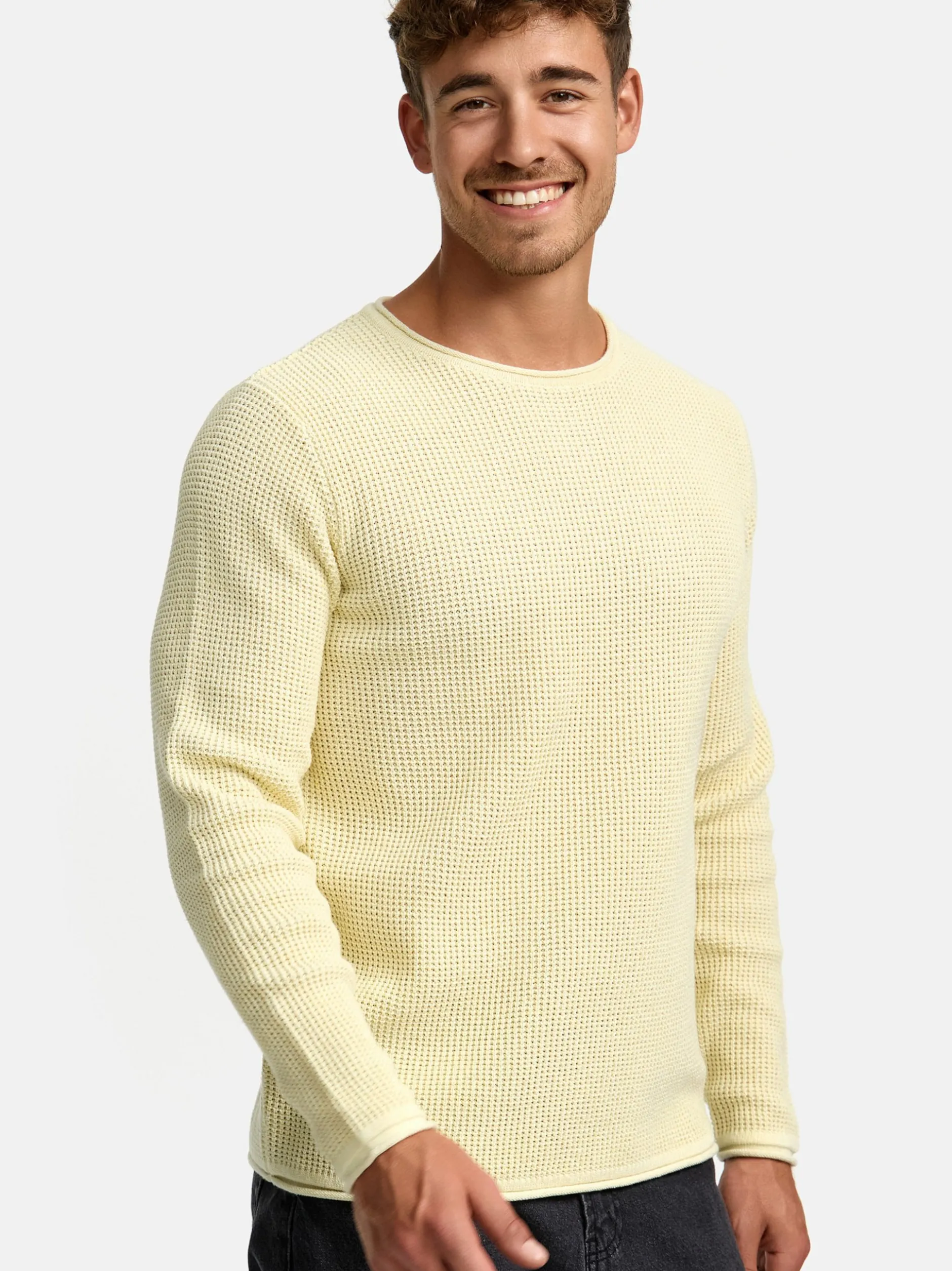 Indicode Herren Strickpullover - INPetri in vanille weiß