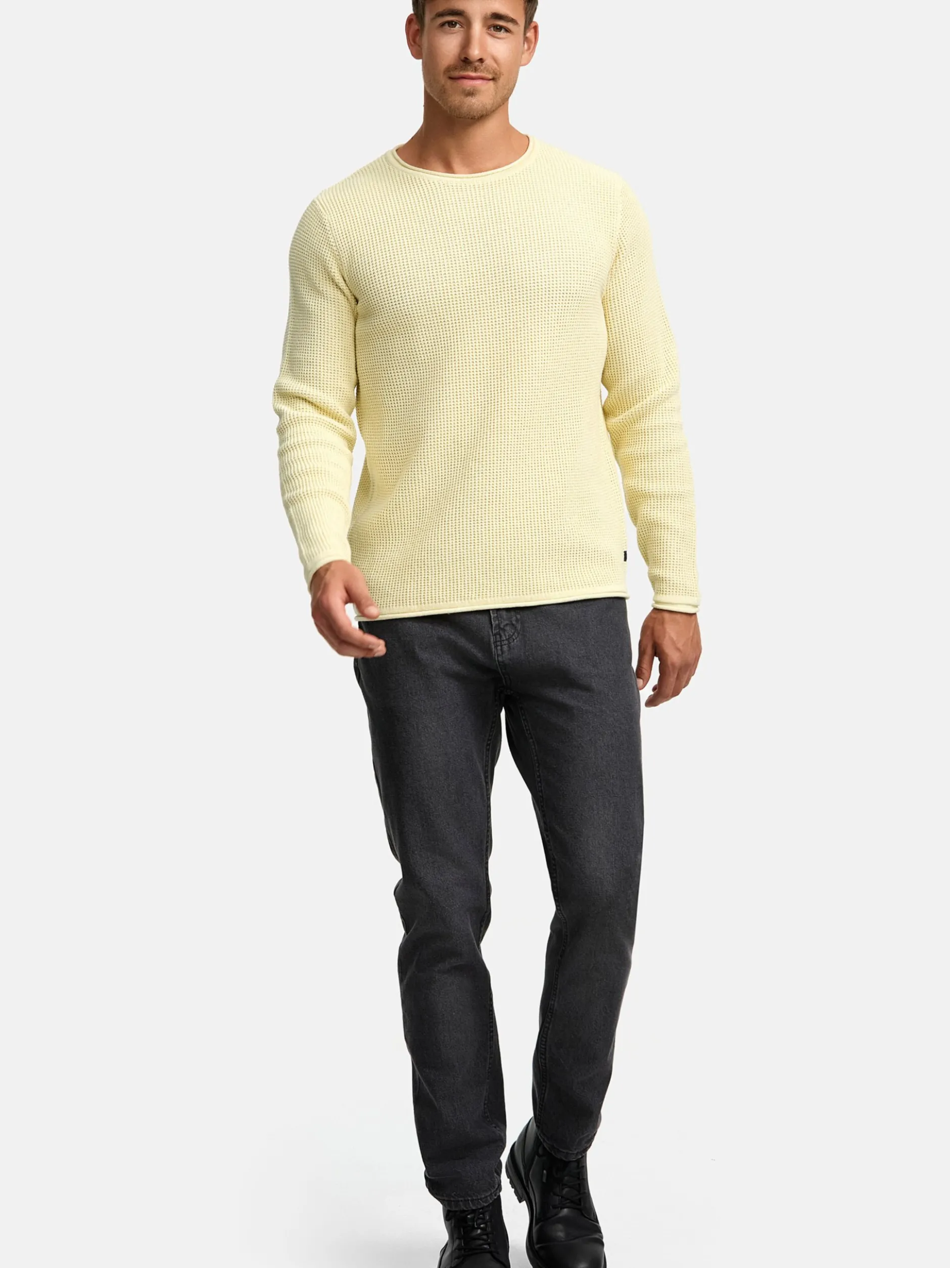 Indicode Herren Strickpullover - INPetri in vanille weiß
