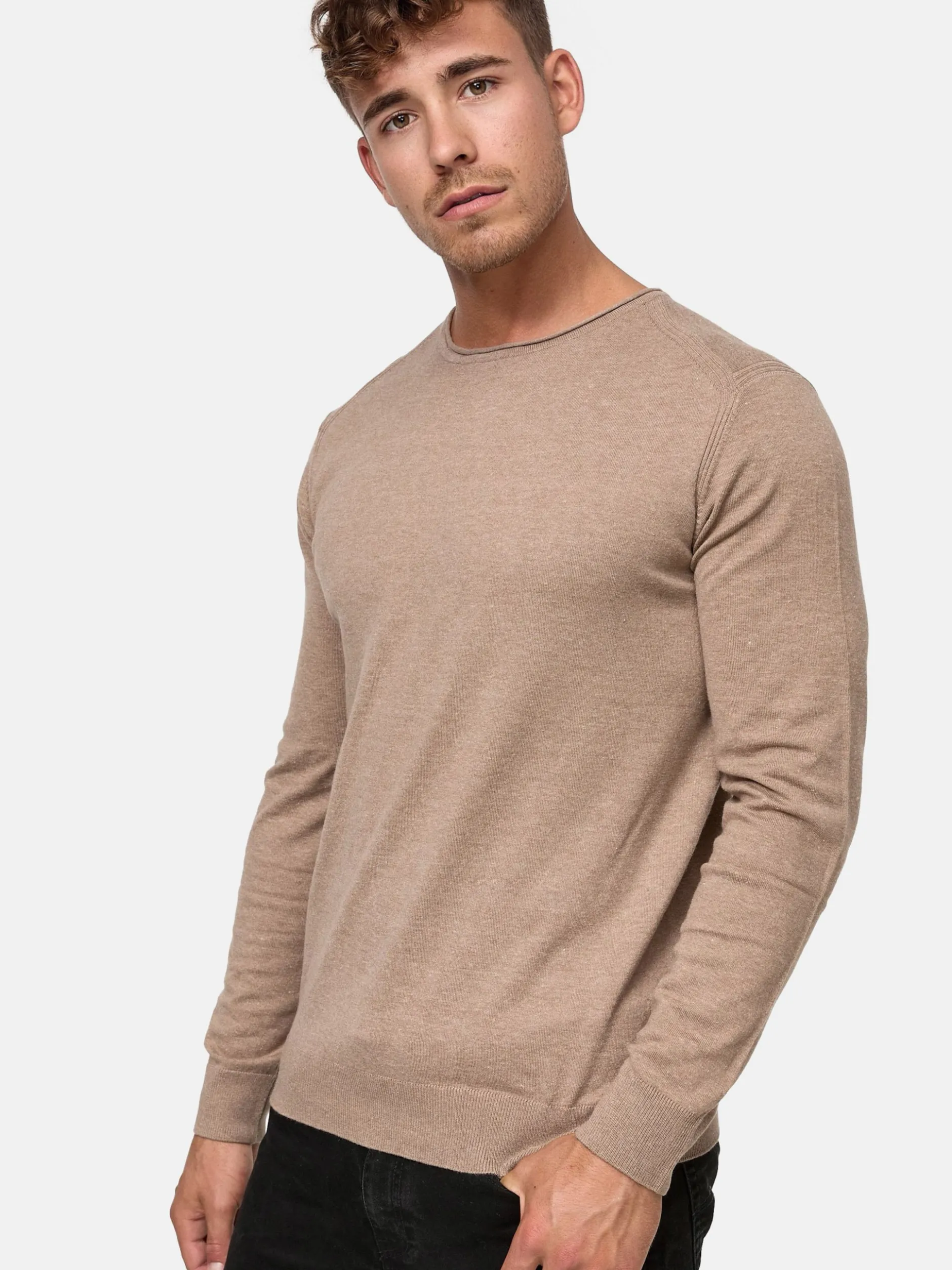 Indicode Herren Strickpullover - Gamal in beige