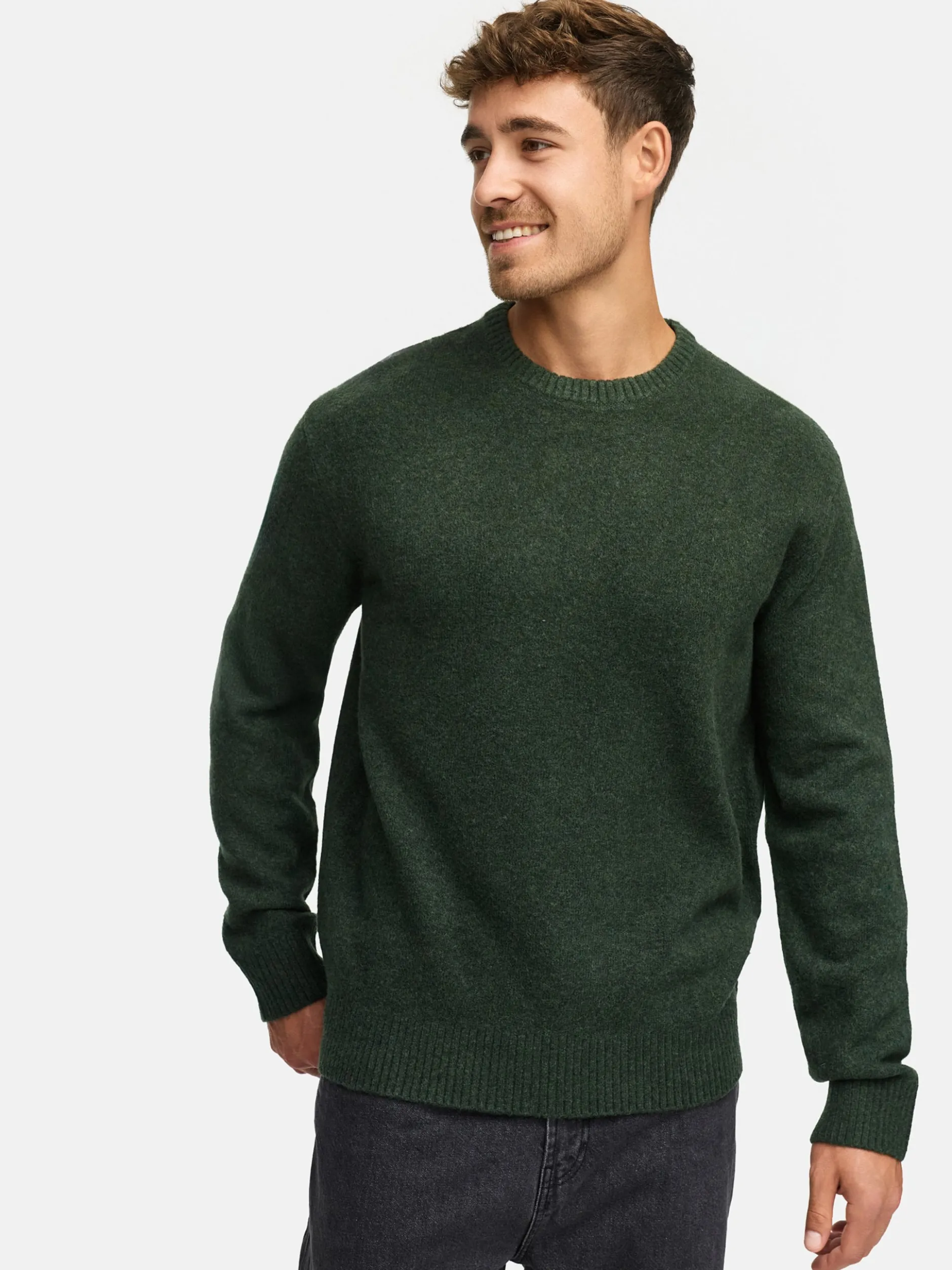 Indicode Herren Strickpullover - INTrax O-neck in oliv grün