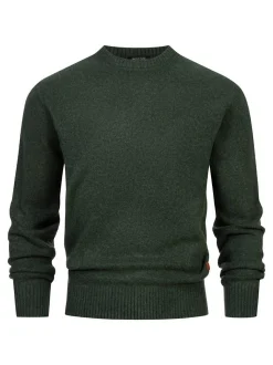 Indicode Herren Strickpullover - INTrax O-neck in oliv grün