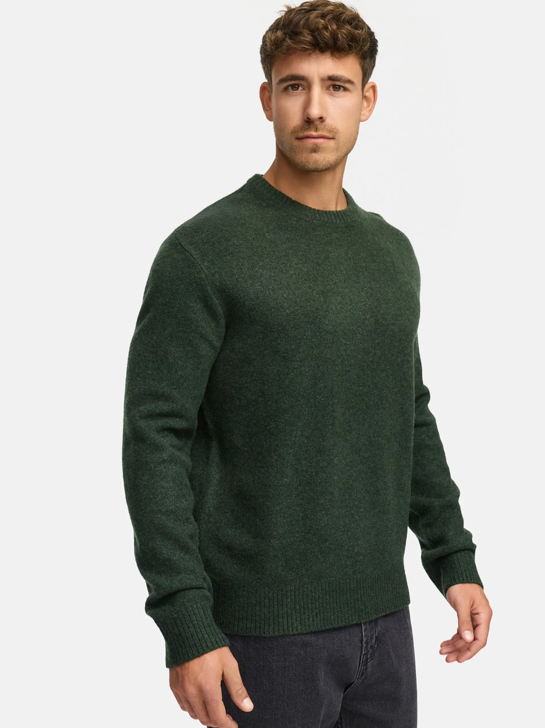 Indicode Herren Strickpullover - INTrax O-neck in oliv grün