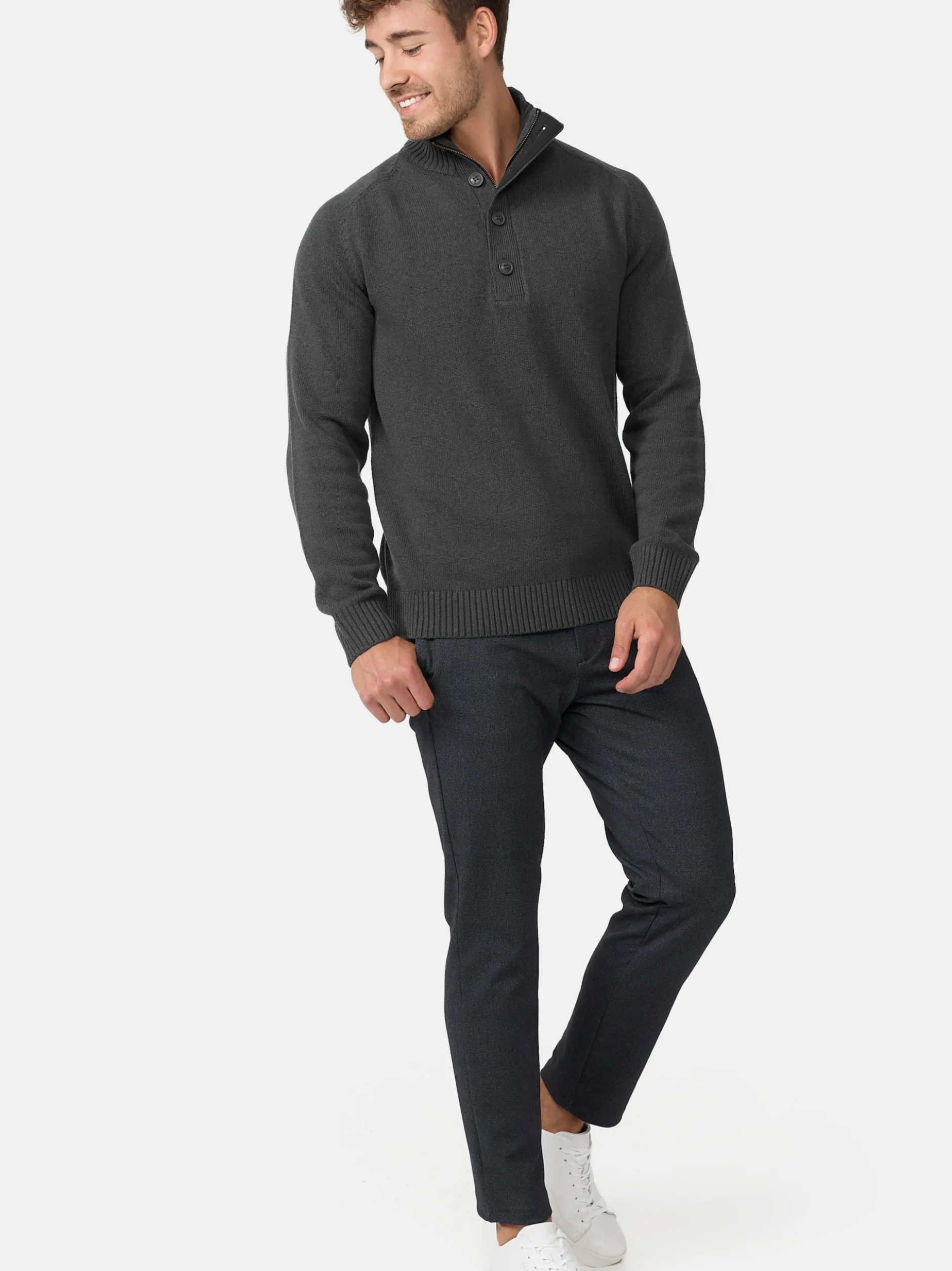 Indicode Herren Strickpullover - INIsalu in anthrazit