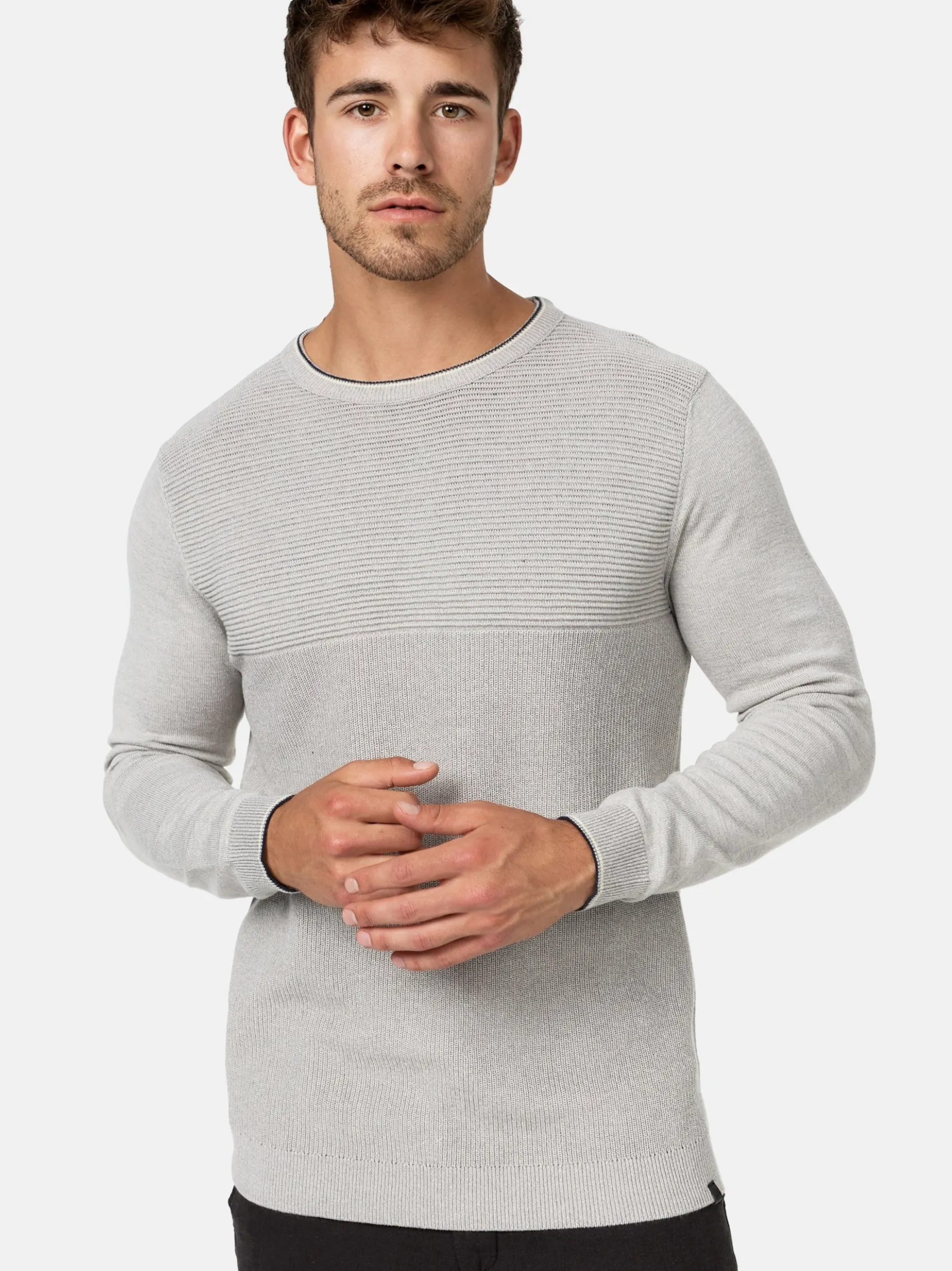 Indicode Herren Strickpullover - INReign in hellgrau