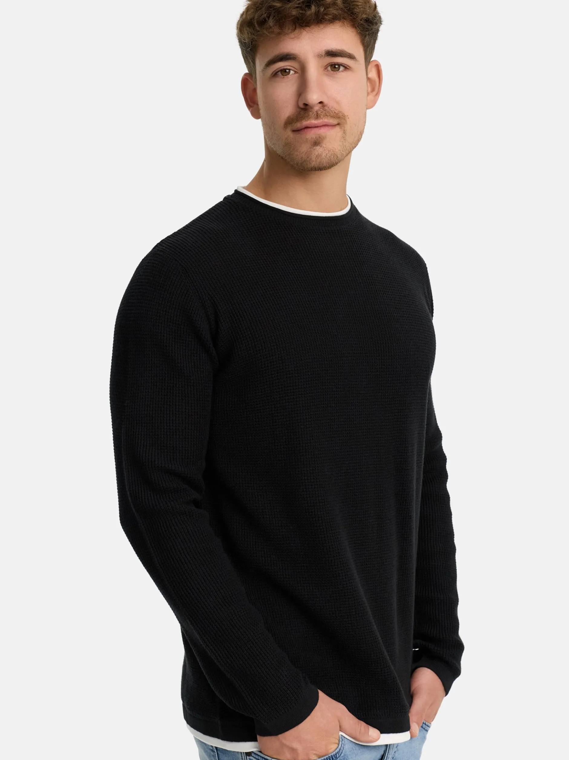 Indicode Herren Strickpullover - INVillads in schwarz