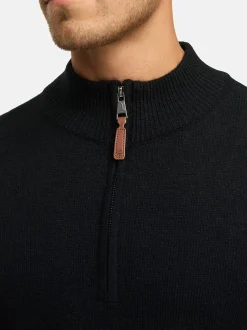 Indicode Herren Strickpullover - INMargous Half-Zip in schwarz