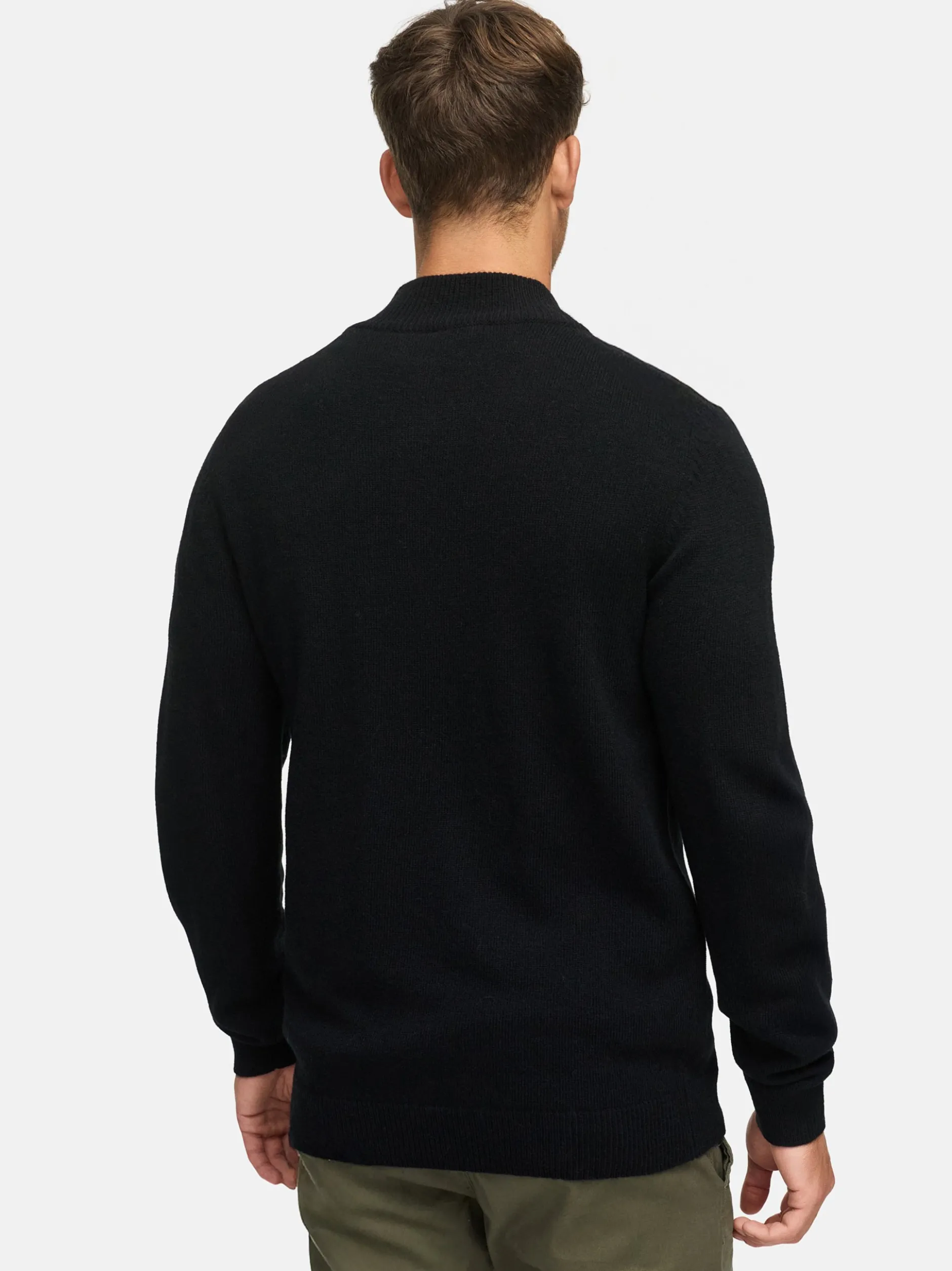Indicode Herren Strickpullover - INMargous Half-Zip in schwarz