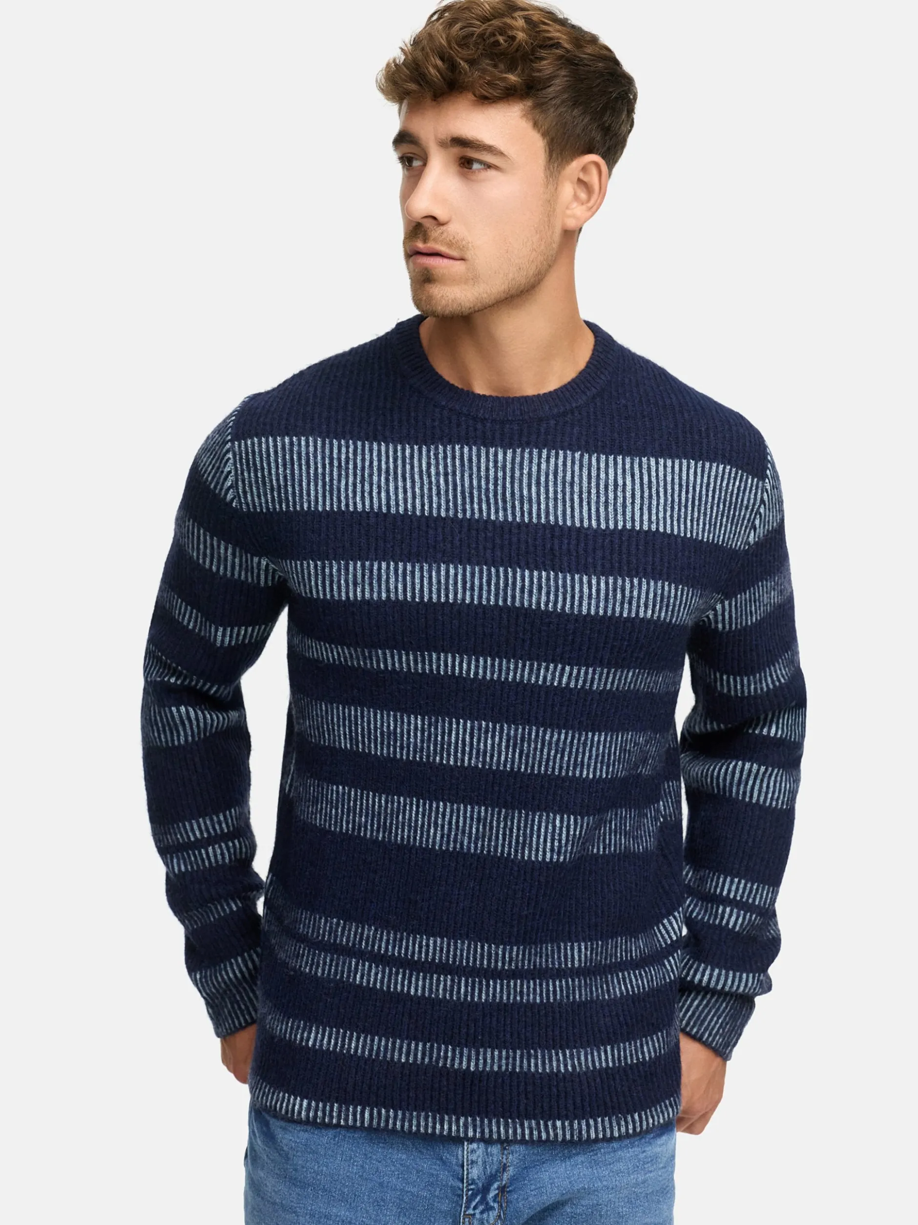 Indicode Herren Strickpullover - INKalle in marine blau