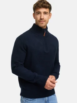 Indicode Herren Strickpullover - INTrax Half Zip in blau