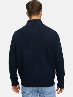 Indicode Herren Strickpullover - INTrax Half Zip in blau