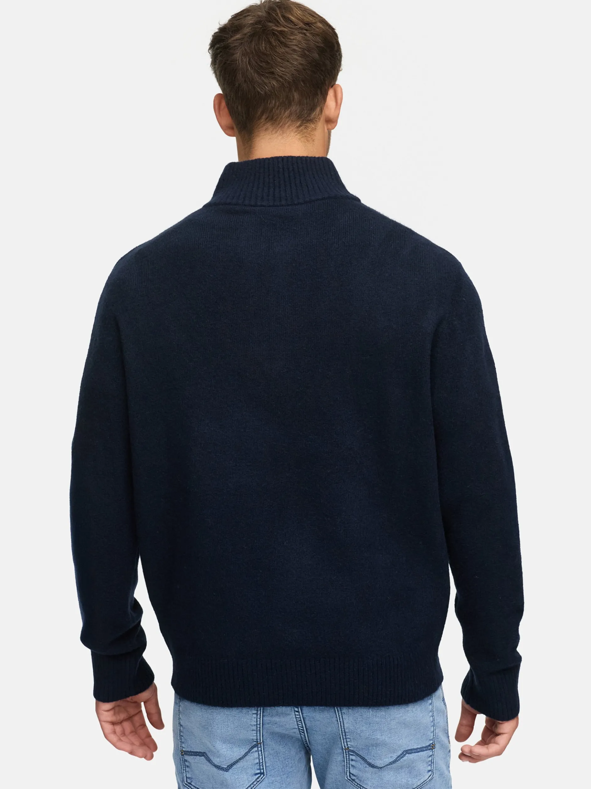 Indicode Herren Strickpullover - INTrax Half Zip in blau