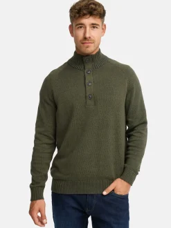 Indicode Herren Strickpullover - INRajas in khaki mehrfarbig