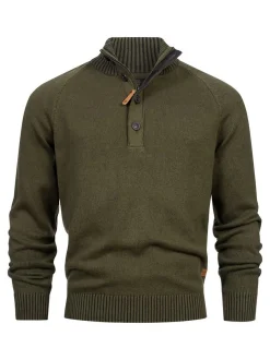 Indicode Herren Strickpullover - INRajas in khaki mehrfarbig