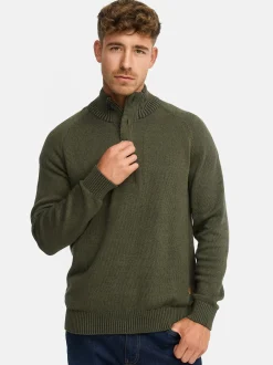 Indicode Herren Strickpullover - INRajas in khaki mehrfarbig