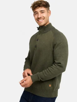 Indicode Herren Strickpullover - INRajas in khaki mehrfarbig
