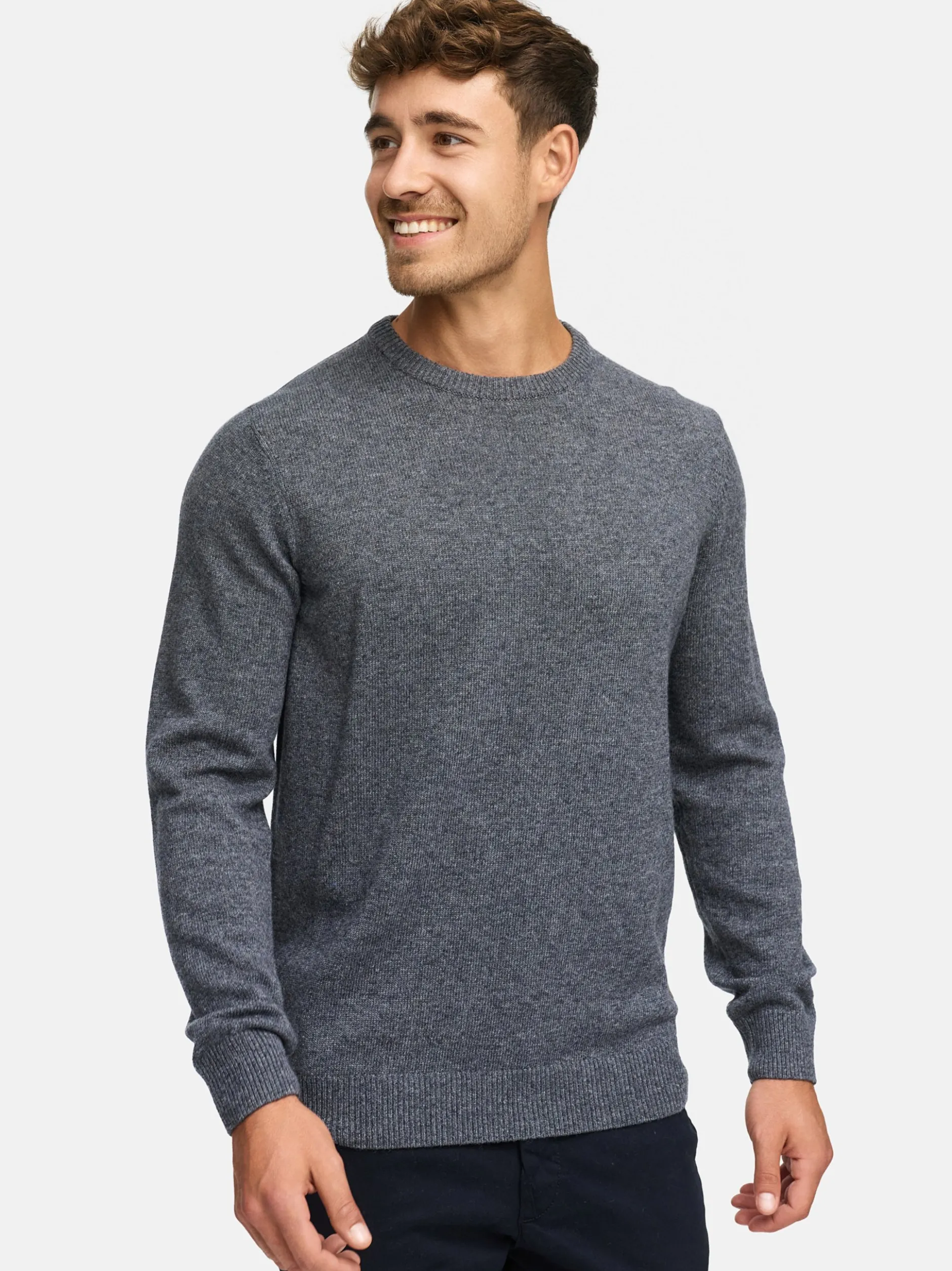 Indicode Herren Strickpullover - INMargous o-neck in anthrazit