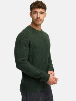 Indicode Herren Strickpullover - INPeace O-Neck in oliv