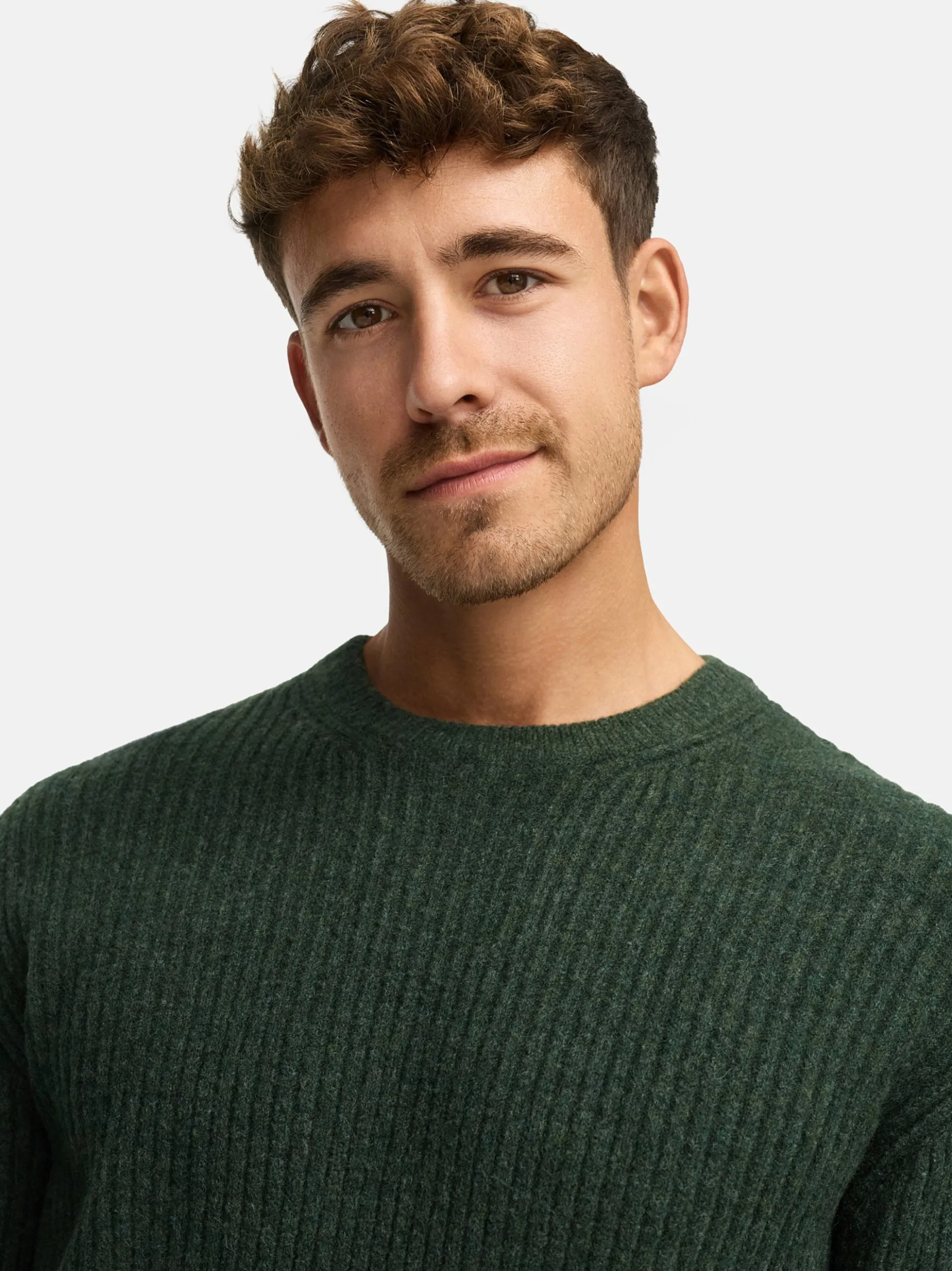 Indicode Herren Strickpullover - INPeace O-Neck in oliv