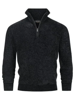 Indicode Herren Strickpullover - INHunch Half Zip in schwarz