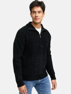 Indicode Herren Strickpullover - INHunch Half Zip in schwarz