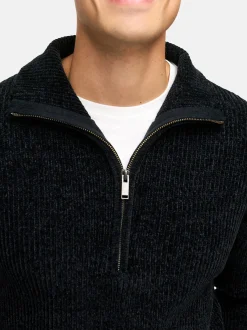 Indicode Herren Strickpullover - INHunch Half Zip in schwarz