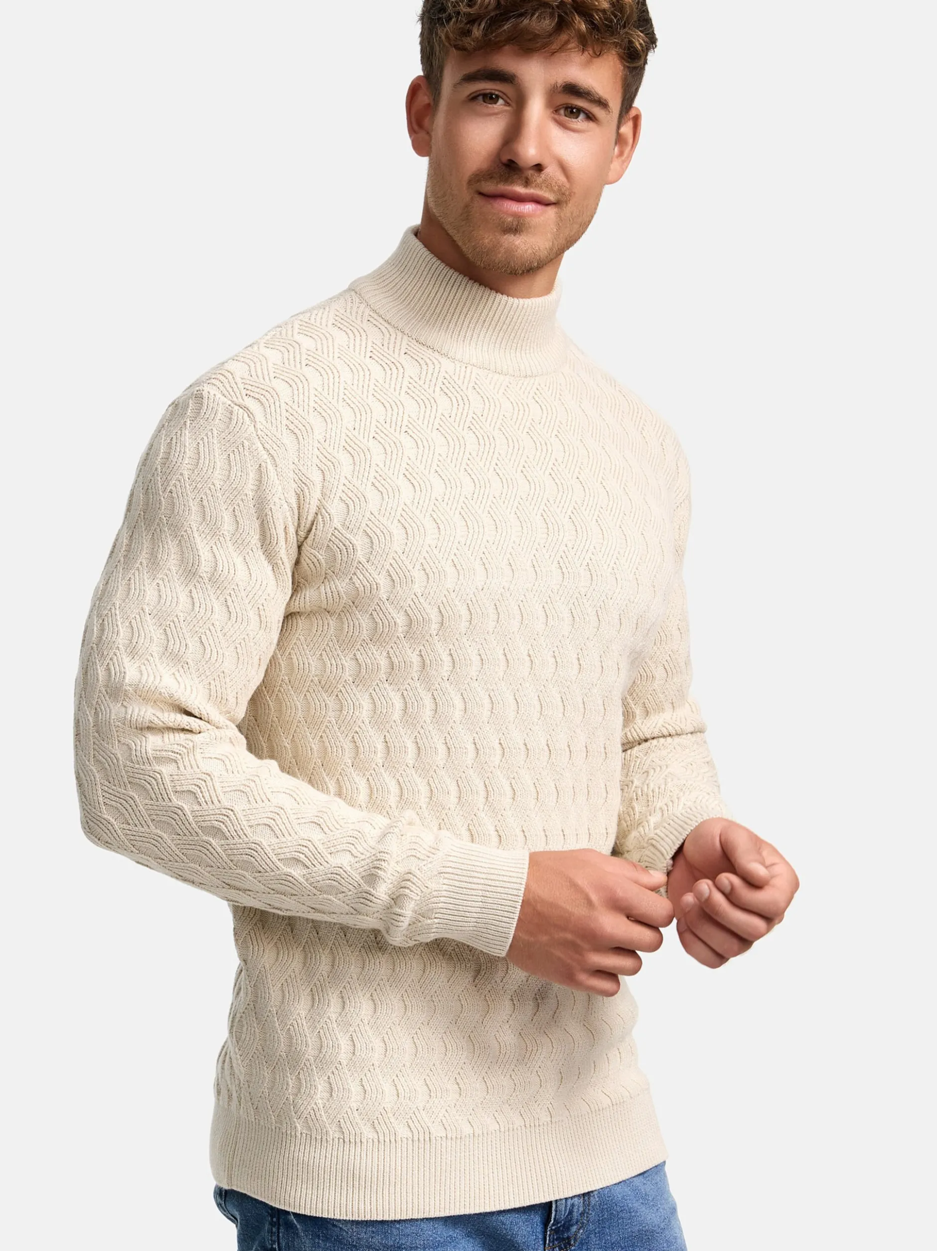 Indicode Herren Strickpullover - INAlpha in beige taupe