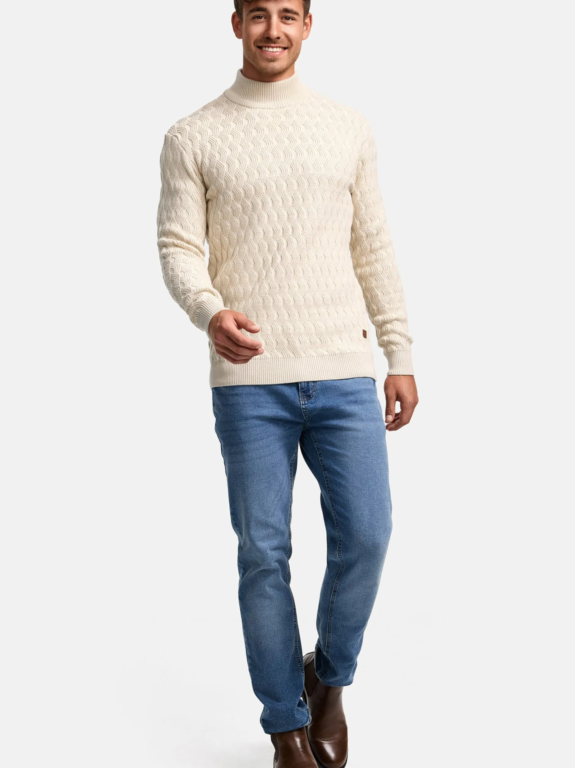 Indicode Herren Strickpullover - INAlpha in beige taupe