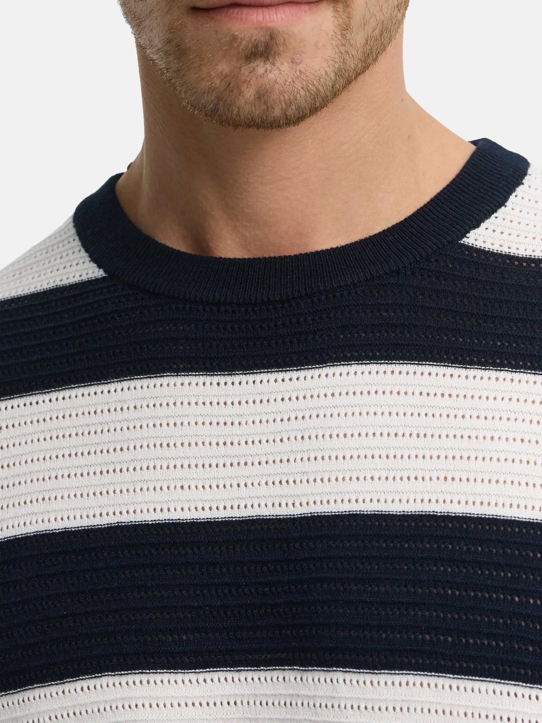 Indicode Herren Strickpullover - INTidsel in marine weiß