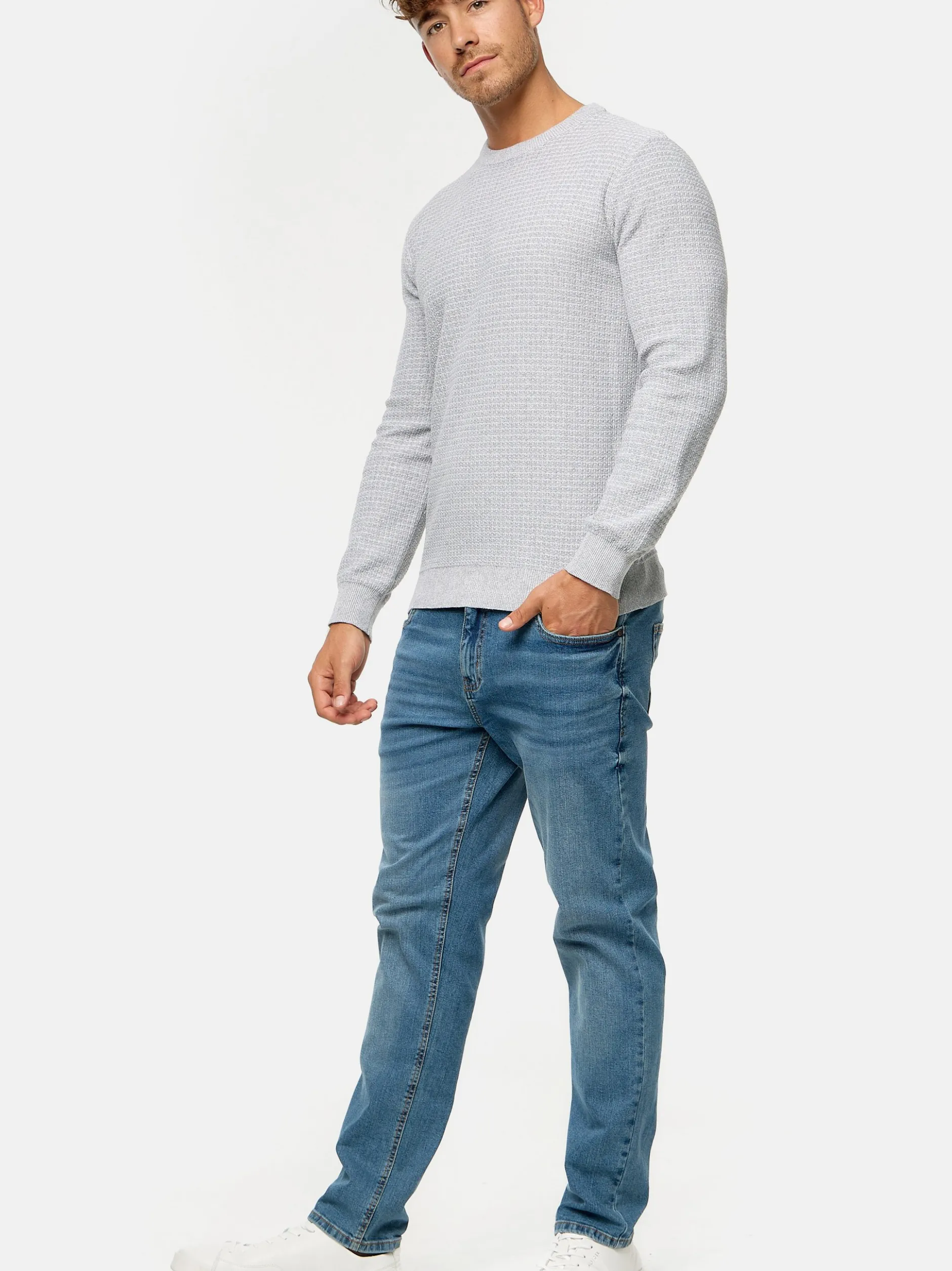Indicode Herren Strickpullover - INLourdes in hellgrau