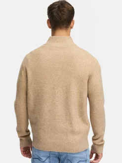 Indicode Herren Strickpullover - INTrax Half Zip in beige