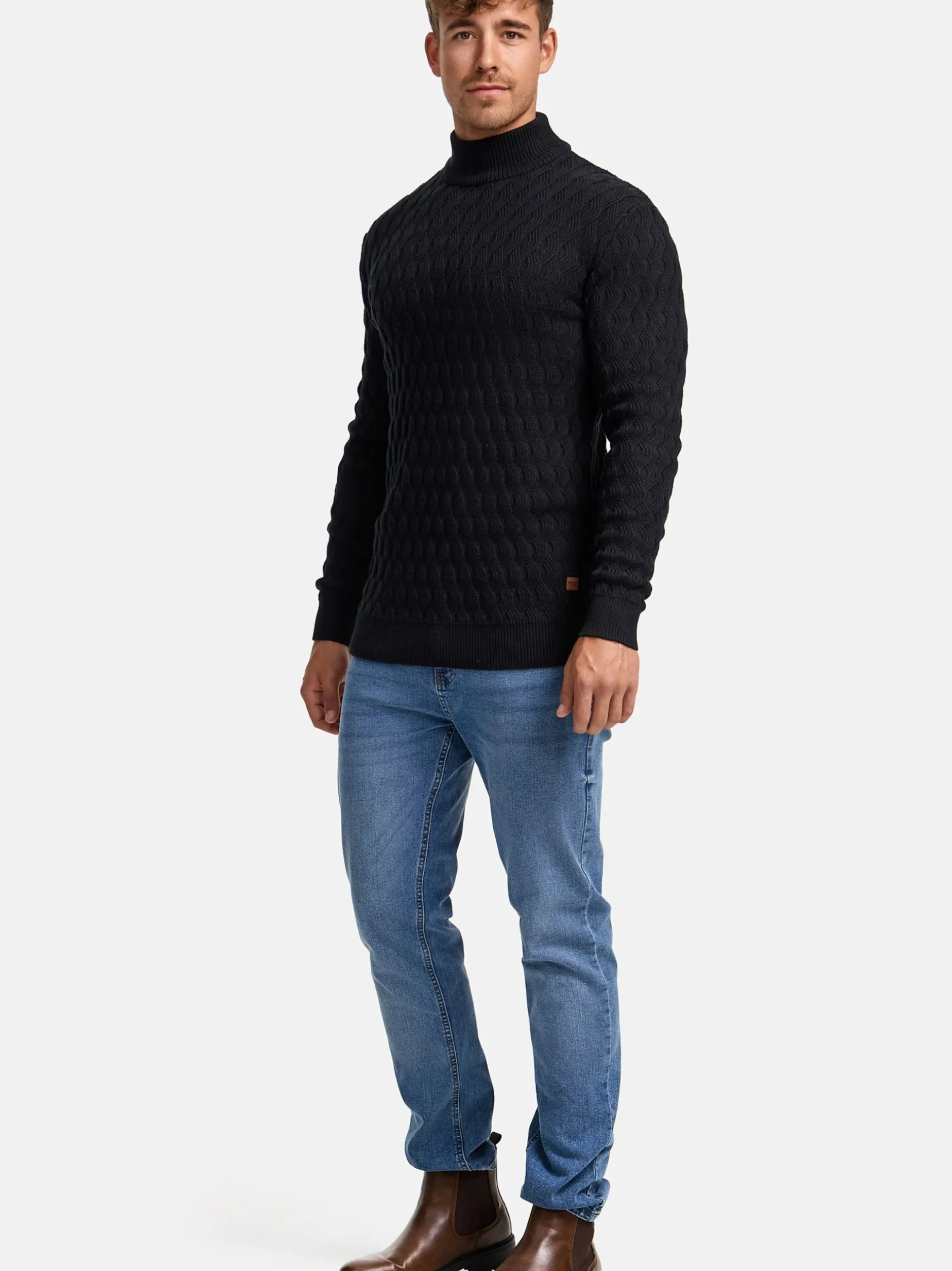 Indicode Herren Strickpullover - INAlpha in schwarz