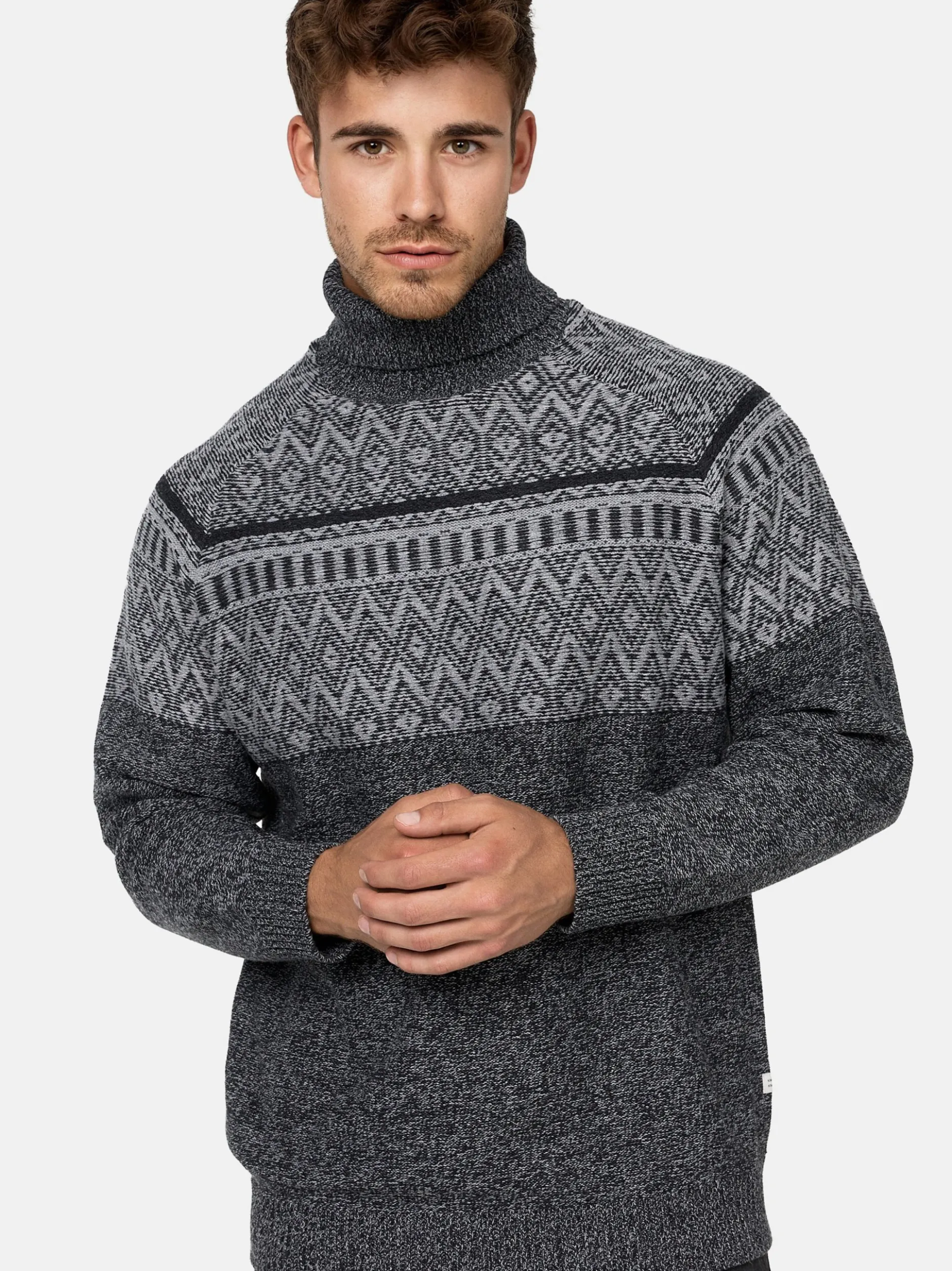 Indicode Herren Strickpullover - INThomus in anthrazit