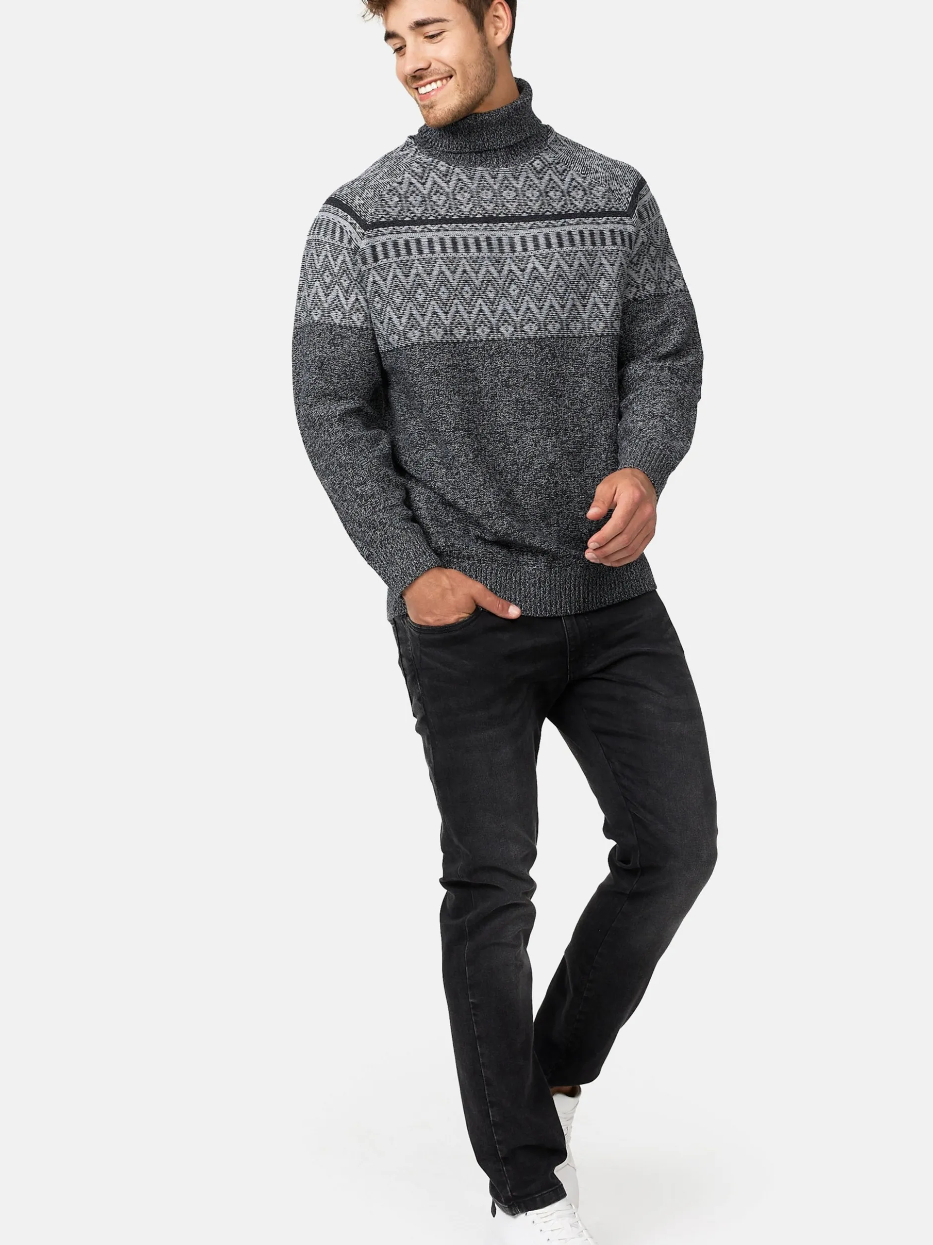 Indicode Herren Strickpullover - INThomus in anthrazit