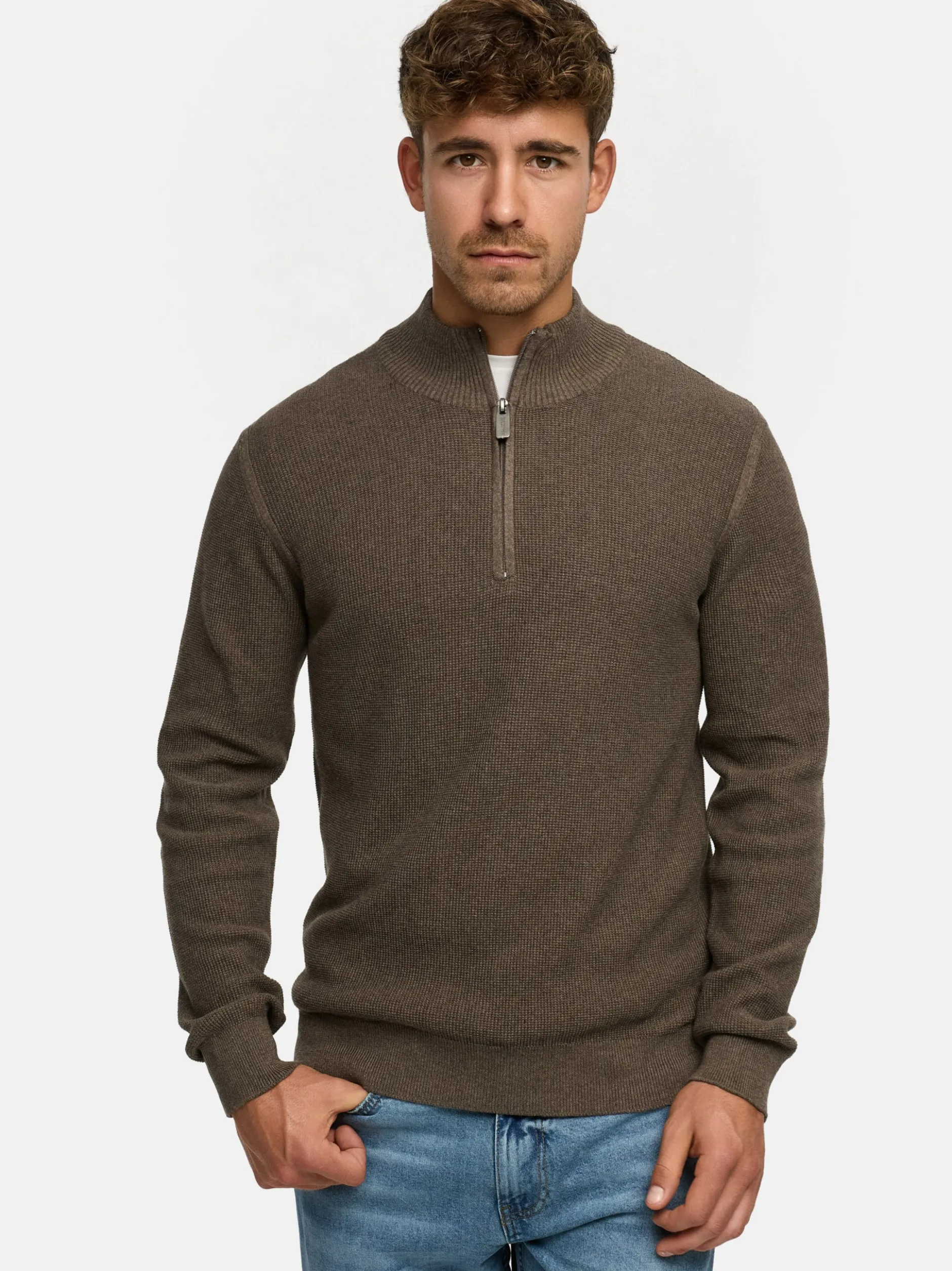 Indicode Herren Strickpullover - INBull in grau