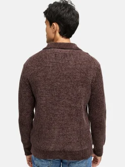 Indicode Herren Strickpullover - INHunch Half Zip in braun