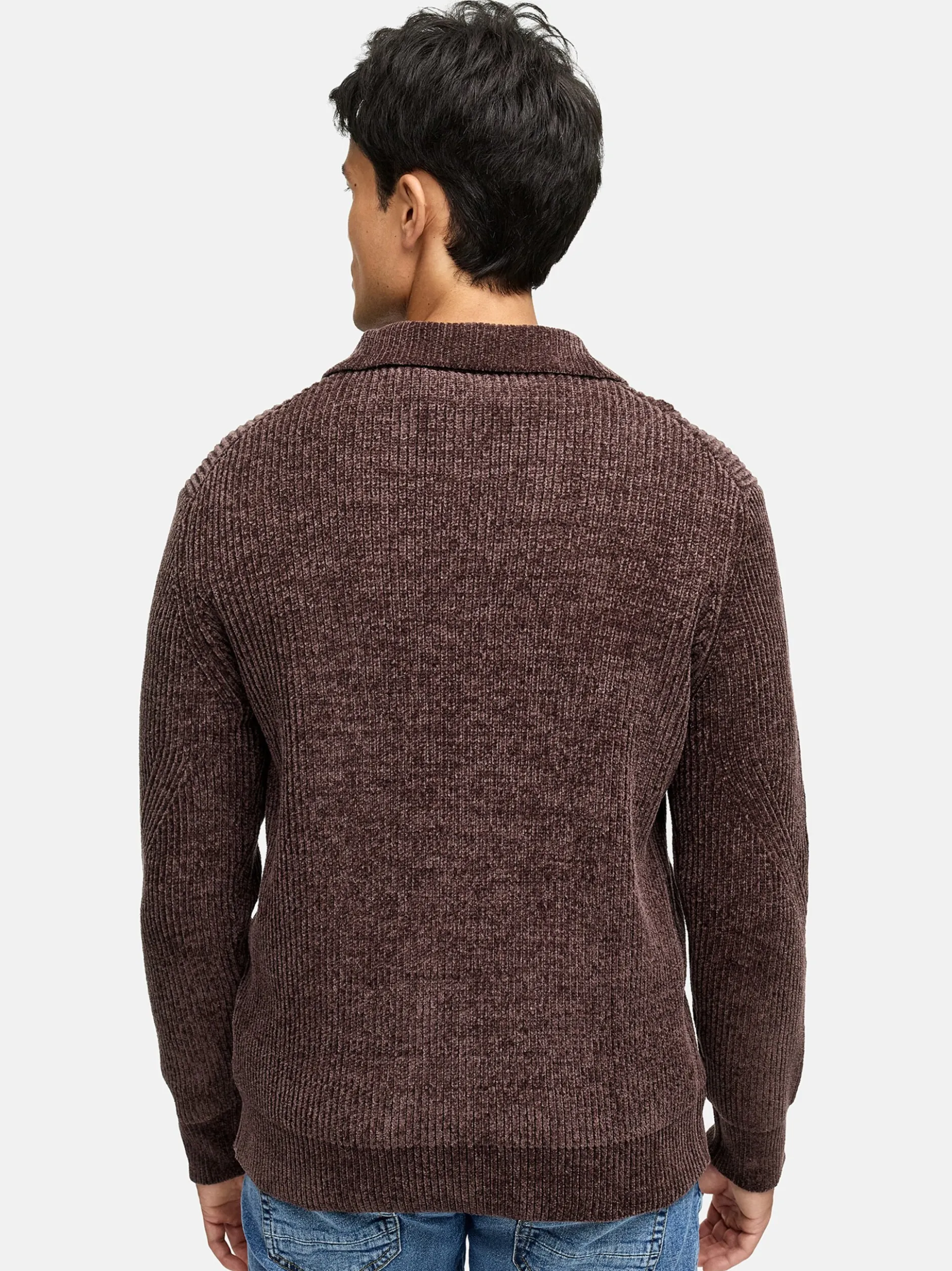 Indicode Herren Strickpullover - INHunch Half Zip in braun