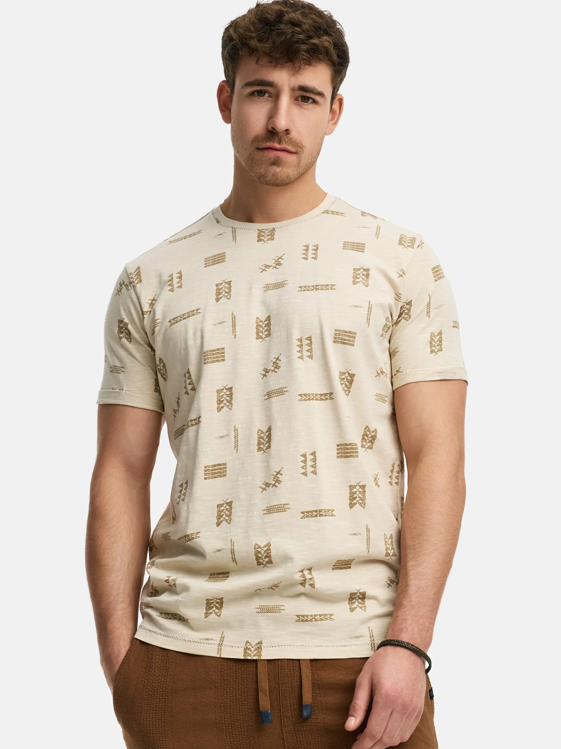 Indicode Herren T-Shirt - INAsbjorn in beige sand