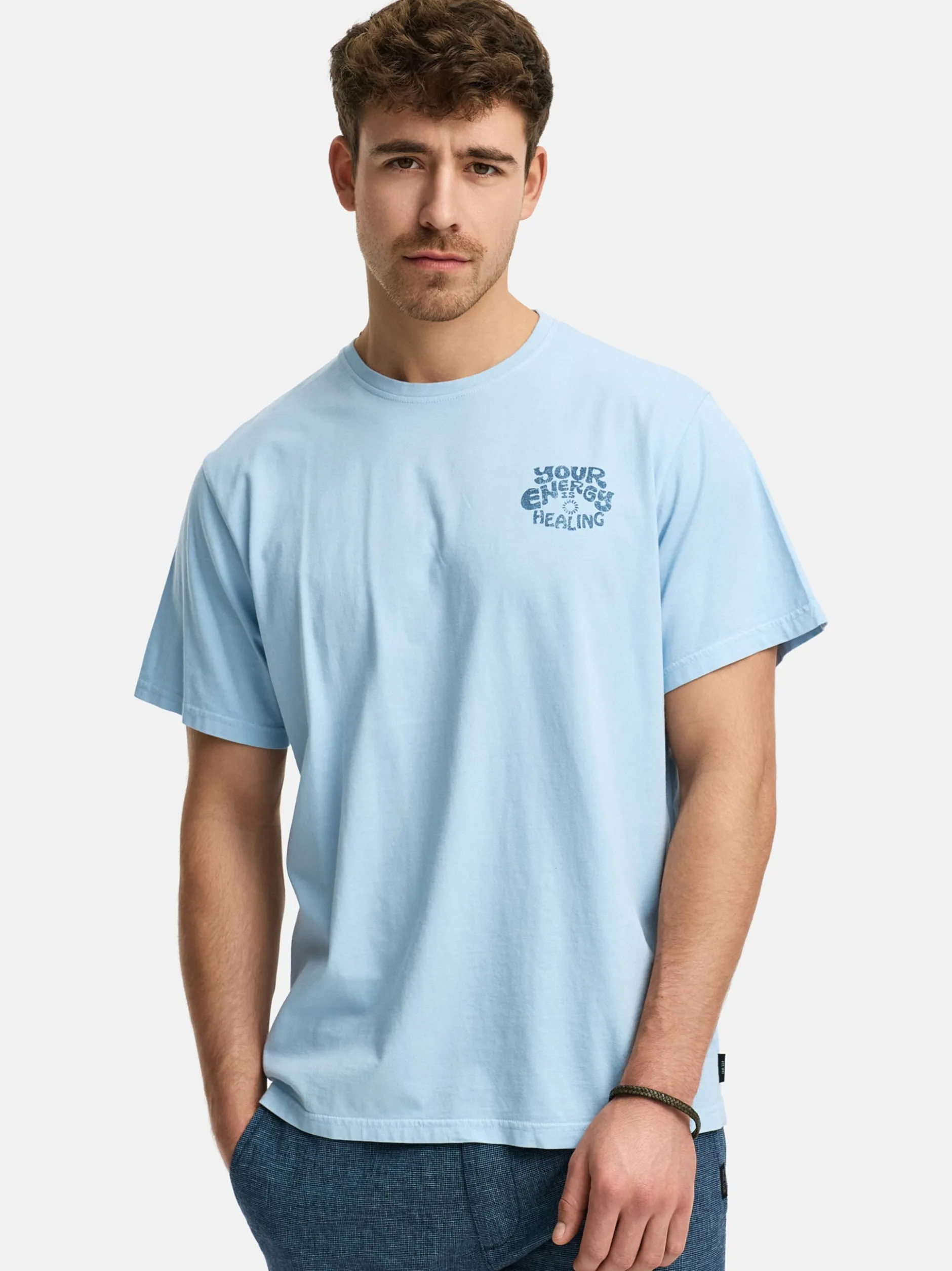 Indicode Herren T-Shirt - INBlank in hellblau blau