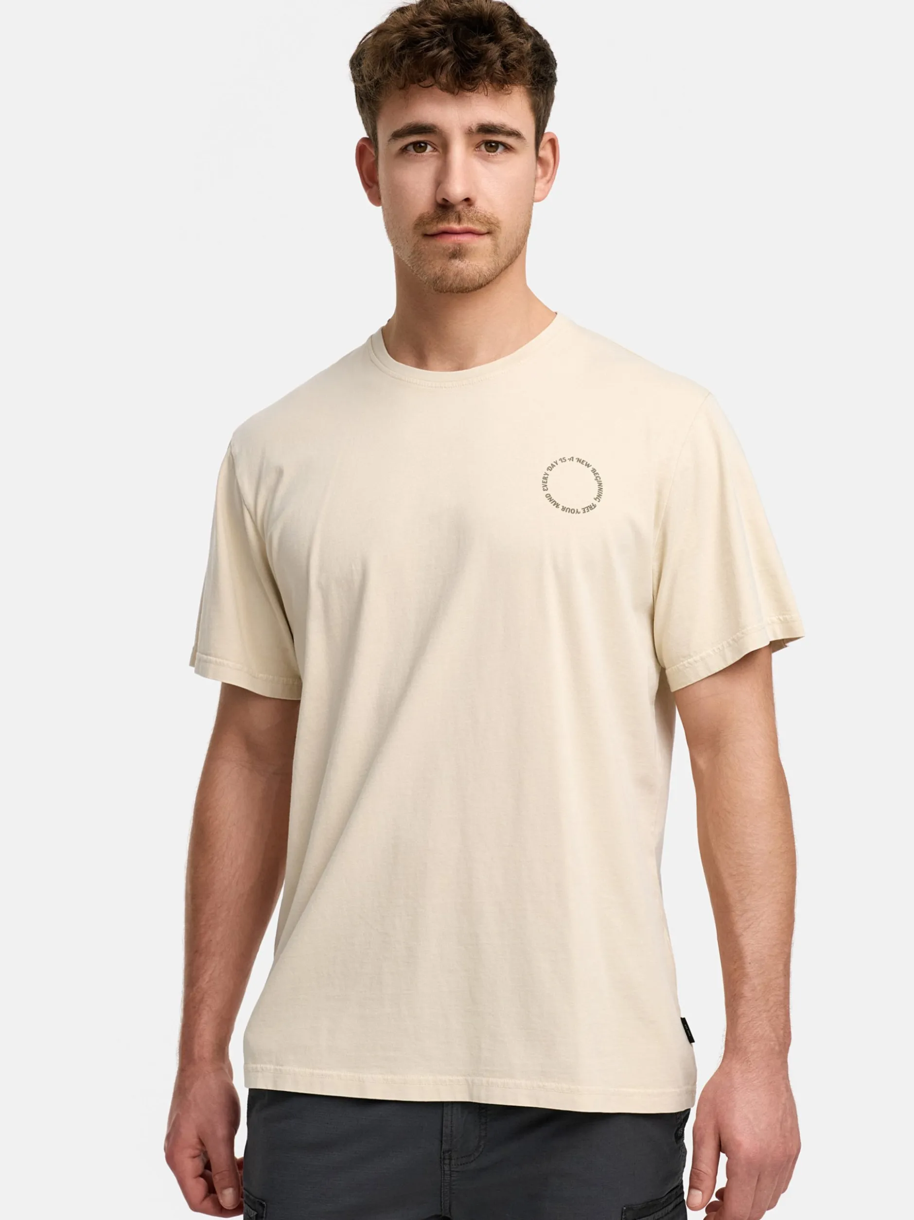 Indicode Herren T-Shirt - INBlank in beige taupe