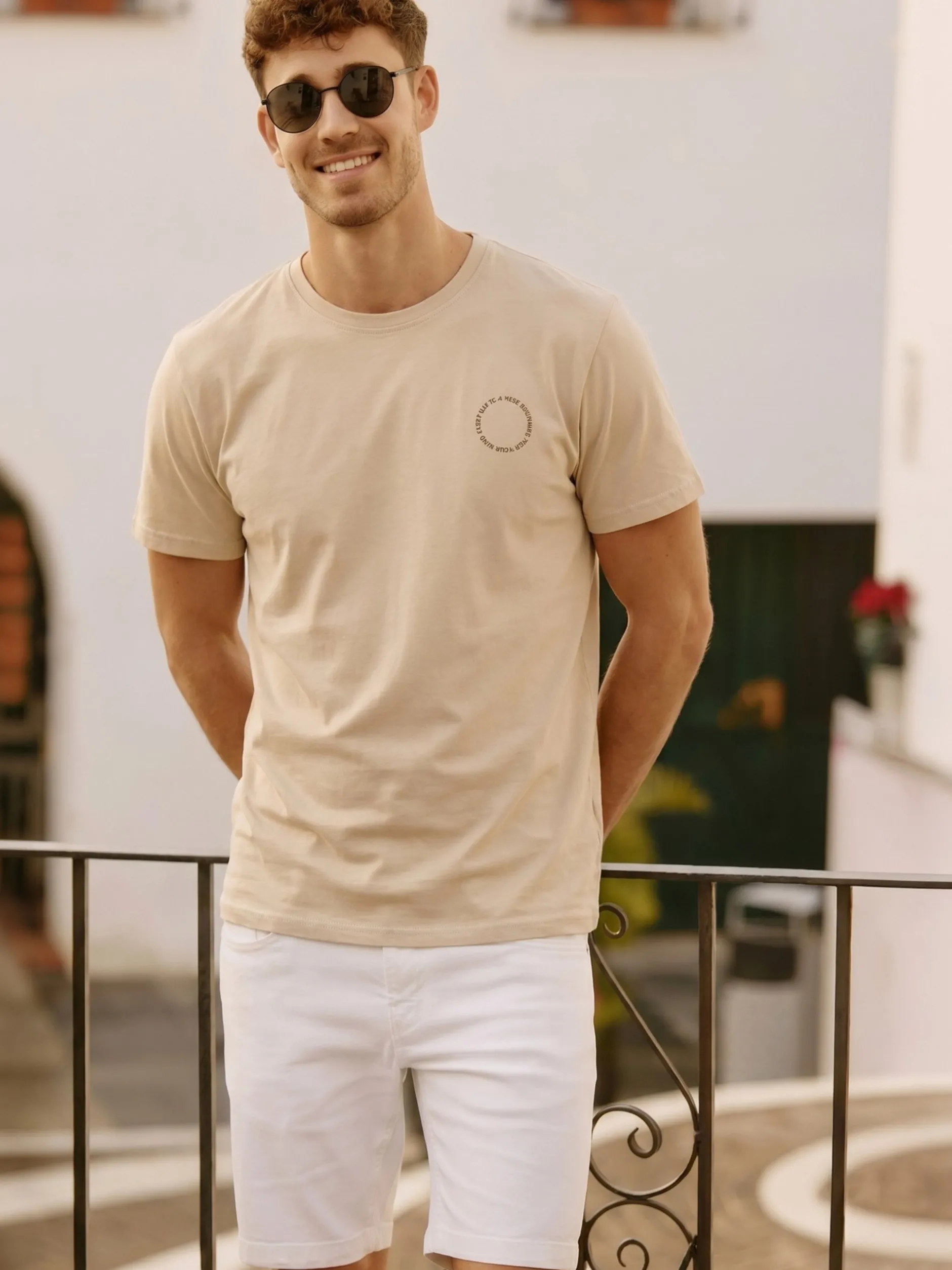 Indicode Herren T-Shirt - INBlank in beige taupe