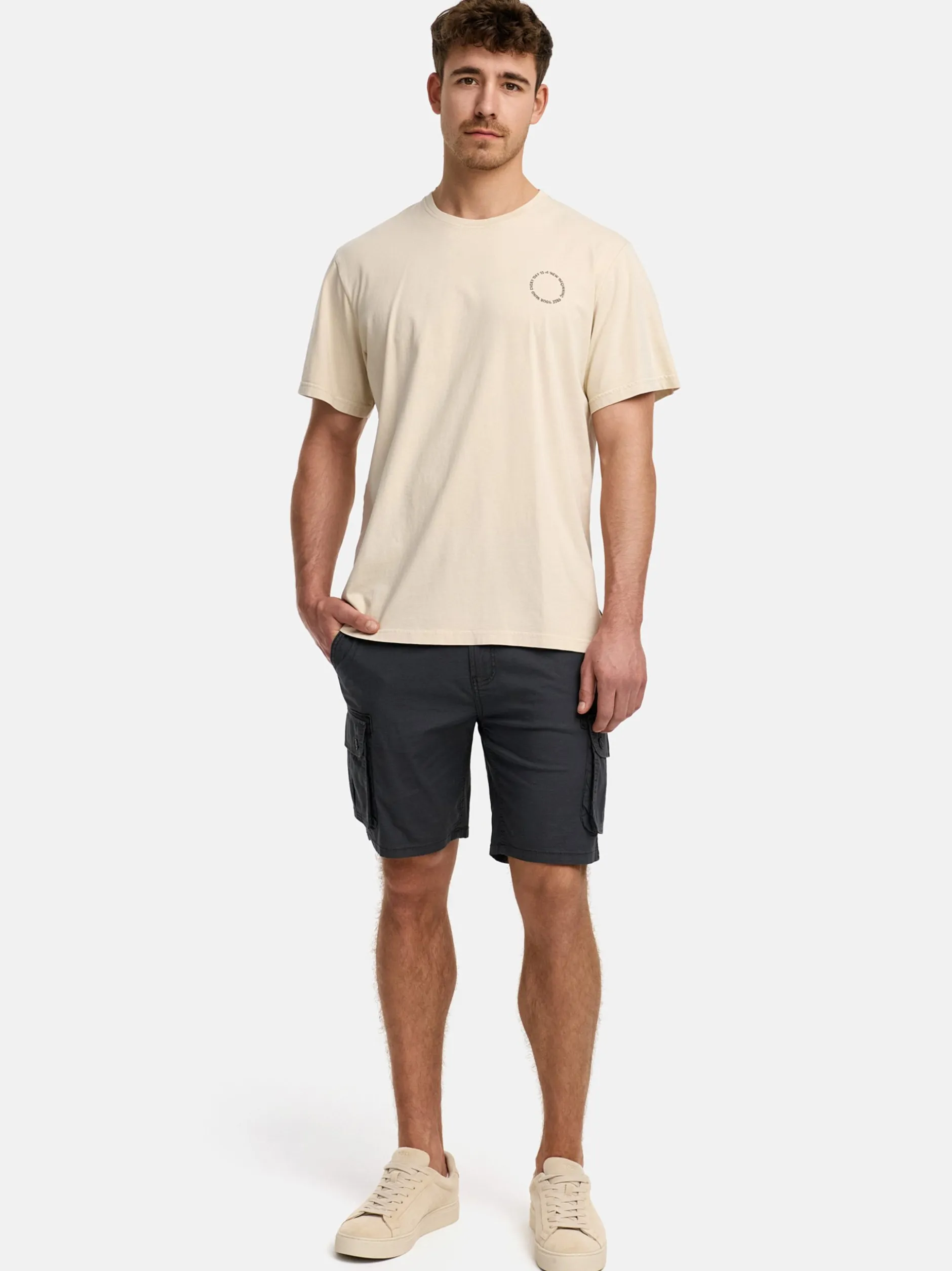Indicode Herren T-Shirt - INBlank in beige taupe