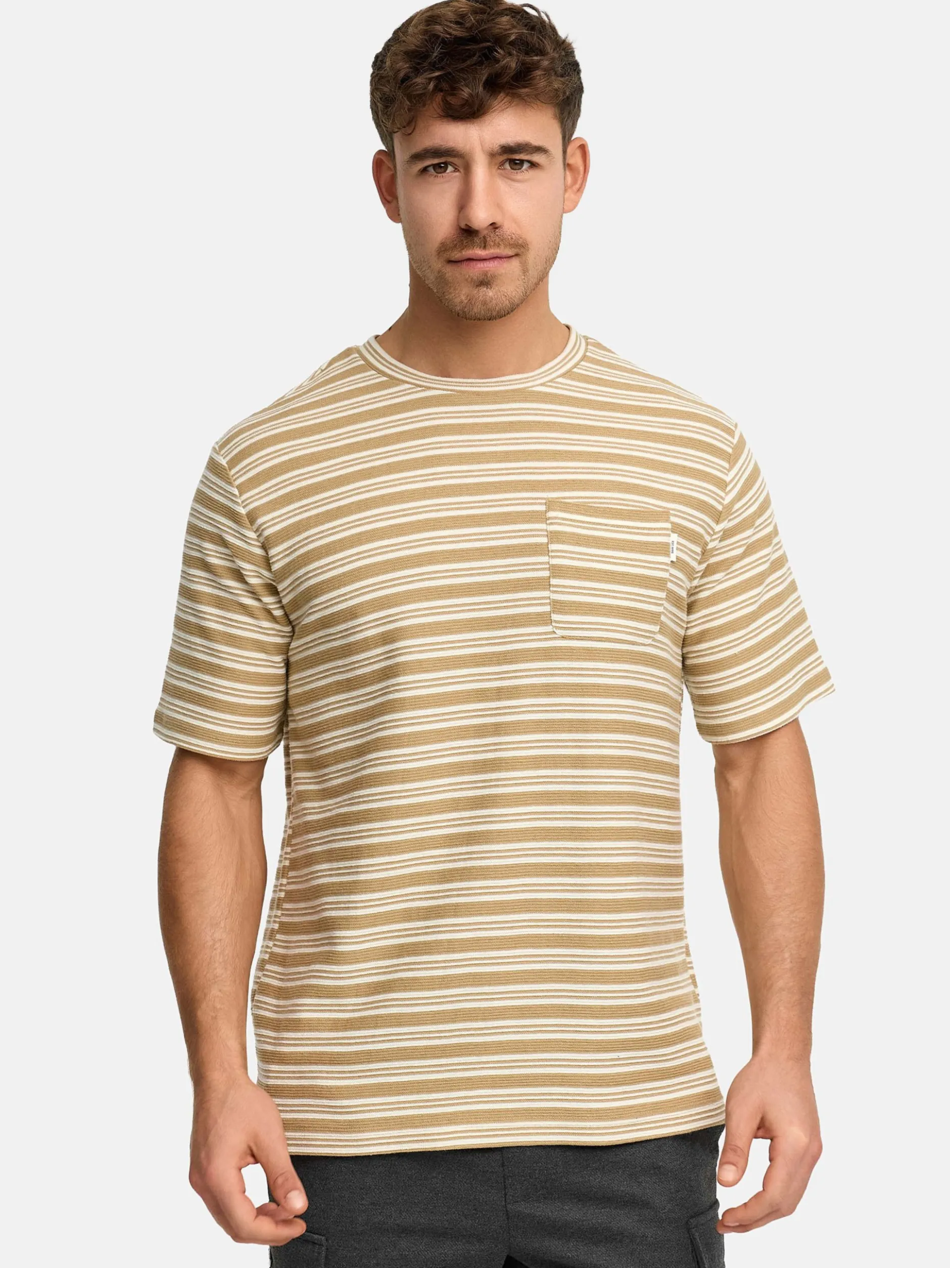 Indicode Herren T-Shirt - INDrop in beige mehrfarbig