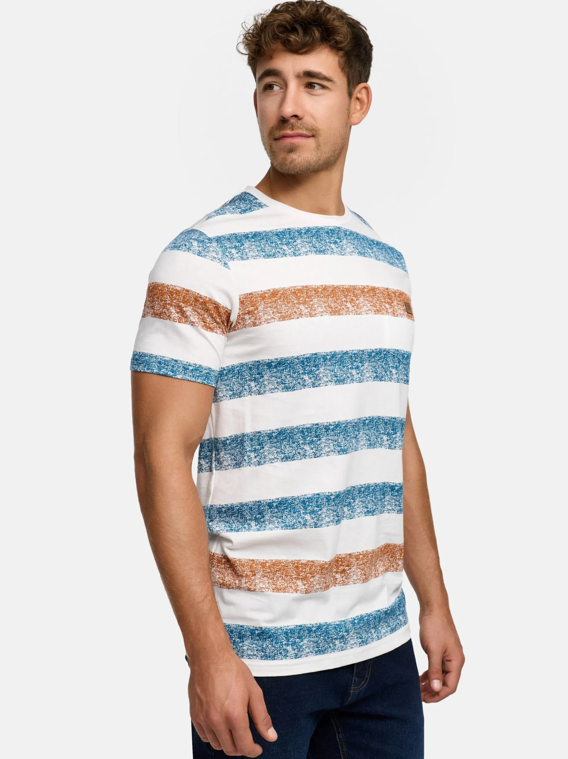 Indicode Herren T-Shirt - INTamka in cognac mehrfarbig