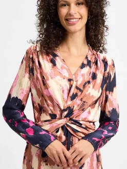 IPURI Damen Kleid in marine rosa - Ärmel: langarm