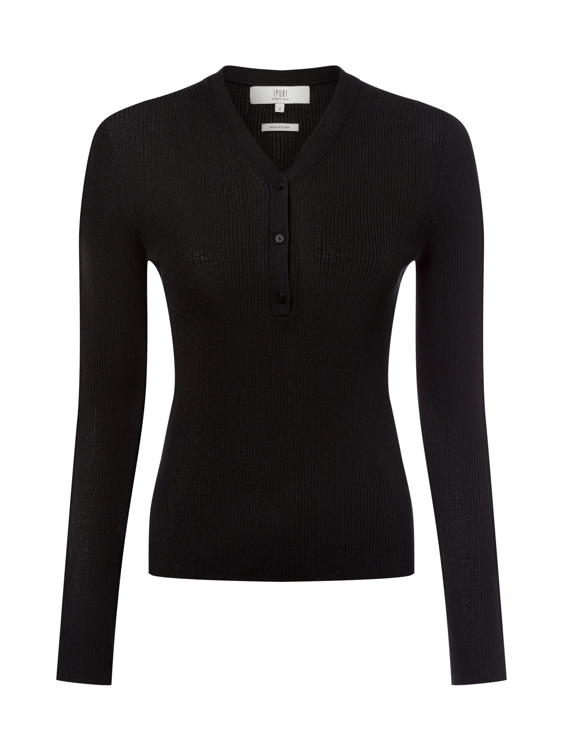 Ipuri Essentials Damen Strickpullover in schwarz