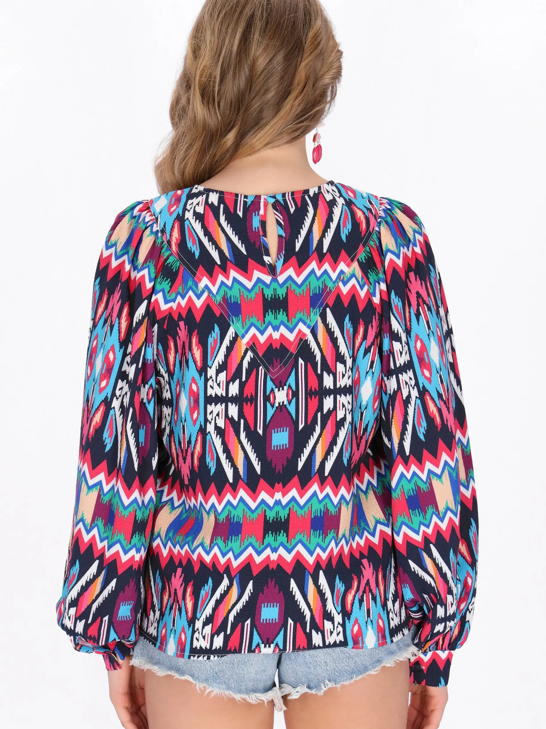IZIA Damen Bluse in mehrfarbig - Ausschnitt: Rundhals
