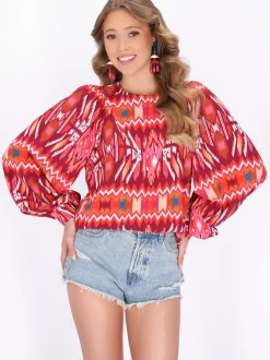 IZIA Damen Bluse in mehrfarbig - Ausschnitt: Rundhals