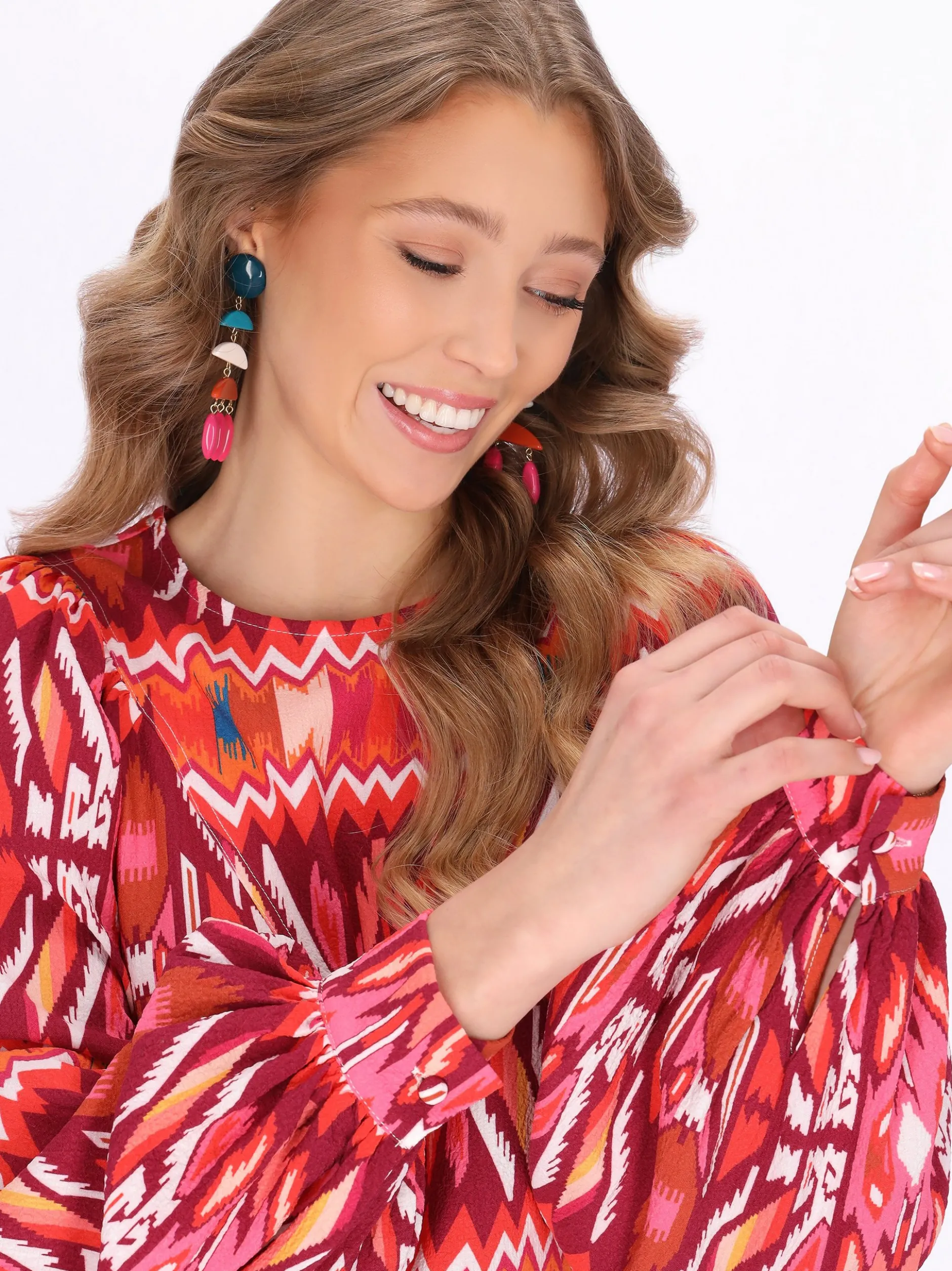 IZIA Damen Bluse in mehrfarbig - Ausschnitt: Rundhals